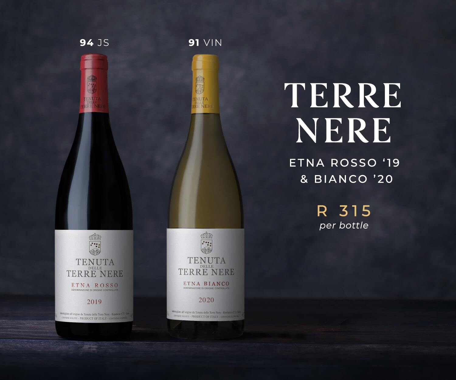 Terre Nere Etna Rosso 2019 and Bianco 2020